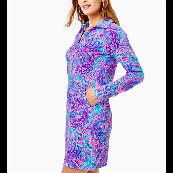 Vibrant Blue and Pink Women's Dress - Picture 2 of 5